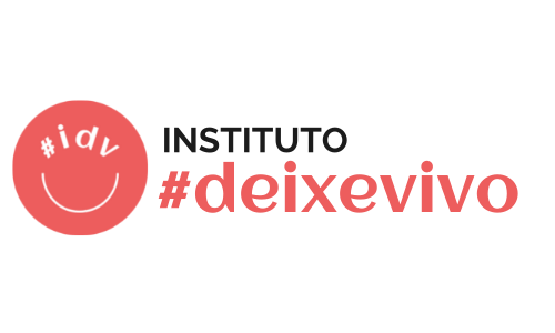Logo do Instituto Deixe Vivo Logo do Instituto, ao lado esquerdo da imagem um rosto feliz e ao lado direito texto que diz Instituto Deixe Vivo